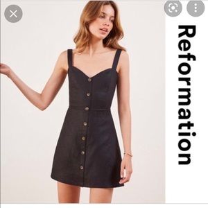 Reformation Finn Dress in black linen